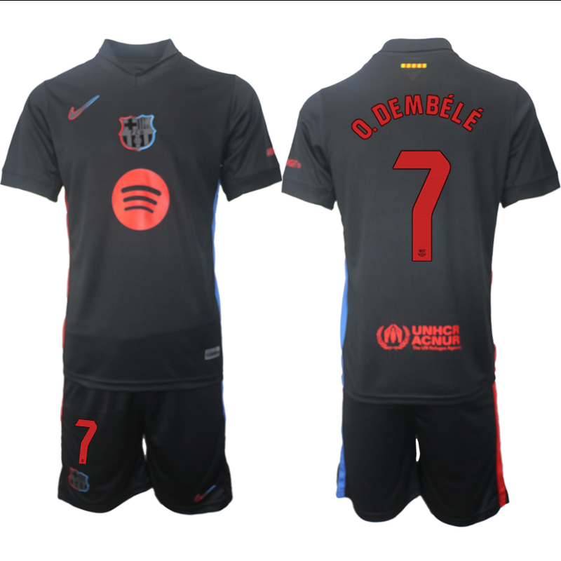 Men 2024-2025 Club Barcelona away Black #7 Soccer Jersey->barcelona jersey->Soccer Club Jersey